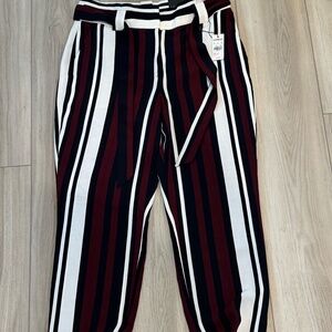 NEW EXPRESS STRIPED LEG ANKLE HIGH RISE PANTS-SIZE 8